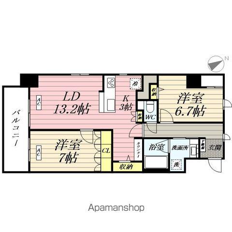 コートデルトゥール昭島(2LDK/4階)の間取り写真