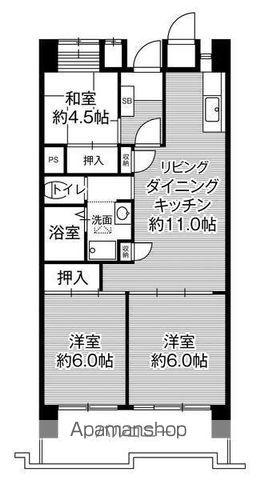 ビレッジハウス光南タワー1号棟(3LDK/11階)の間取り写真