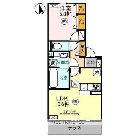 アンブランシュ(1LDK/1階)の間取り写真