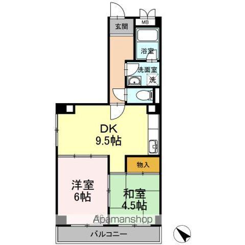 浜田マンション(2DK/4階)の間取り写真