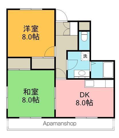 ジェンテ21(2DK/4階)の間取り写真