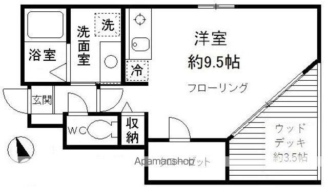 ピュアコート M(ワンルーム/1階)の間取り写真