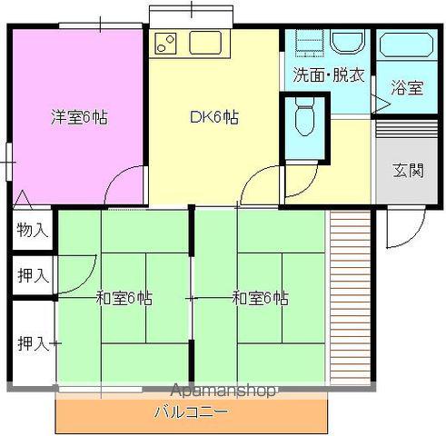 コーポ田園B(3DK/2階)の間取り写真