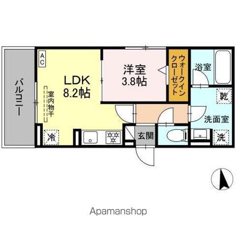 ノクターン内山(1LDK/2階)の間取り写真