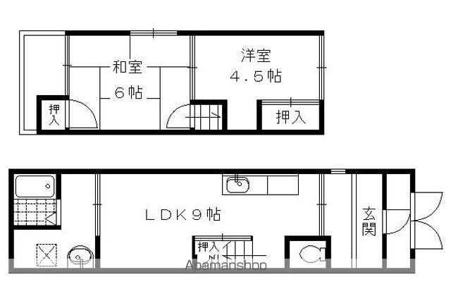 近鉄京都線 伏見駅(京都) 徒歩9分 2階建 築50年(2LDK)の間取り写真
