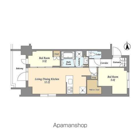 ジオエント上野稲荷町(2LDK/11階)の間取り写真