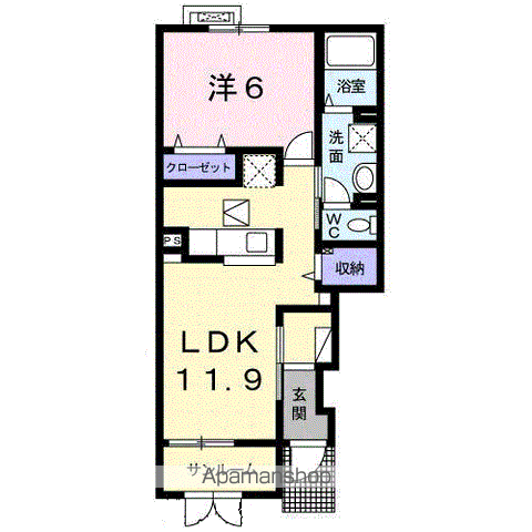 アマーレ ルオーゴ Ⅱ(1LDK/1階)の間取り写真