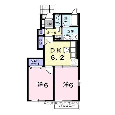 フォルサ・エムB(2DK/1階)の間取り写真
