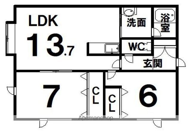 メゾンドラチーヌ(2LDK/2階)の間取り写真