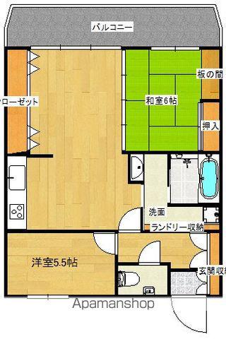 第5鶴丸ハイツ(2LDK/10階)の間取り写真
