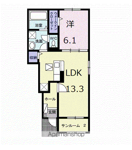 パレス ハンド Ⅱ(1LDK/1階)の間取り写真