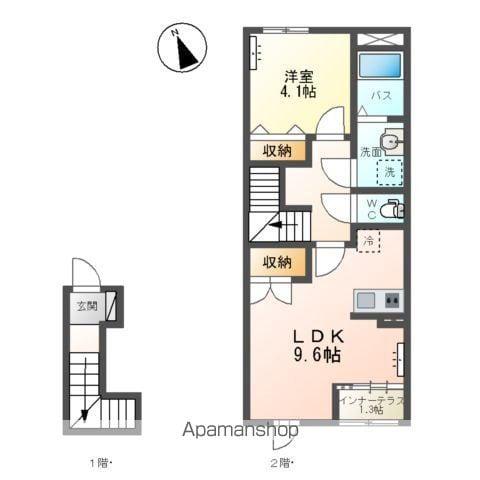 森合アパートB棟(1LDK/2階)の間取り写真