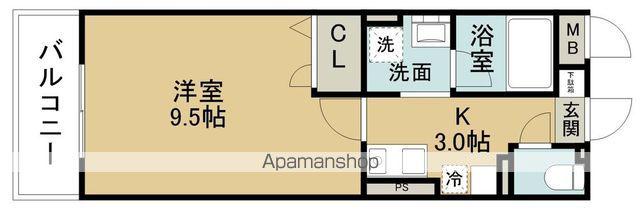 大学南ヒルズ(1K/3階)の間取り写真