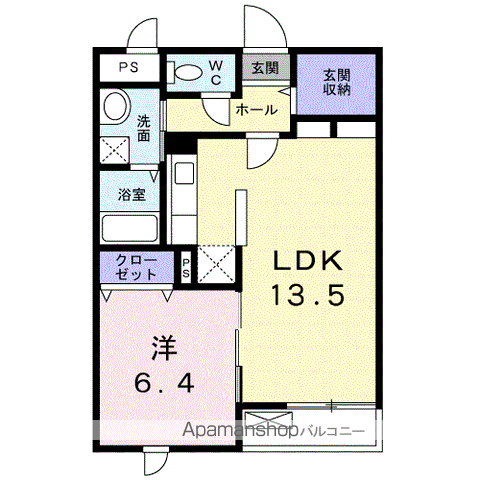 トーク鷹の羽Ⅲ(1LDK/1階)の間取り写真