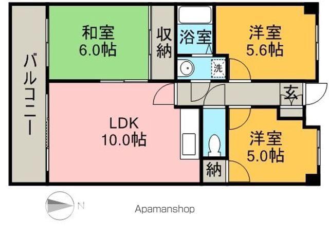 アサヒパレス港町(3LDK/3階)の間取り写真