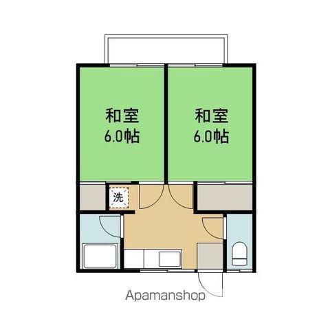 コーポ音北(2K/2階)の間取り写真