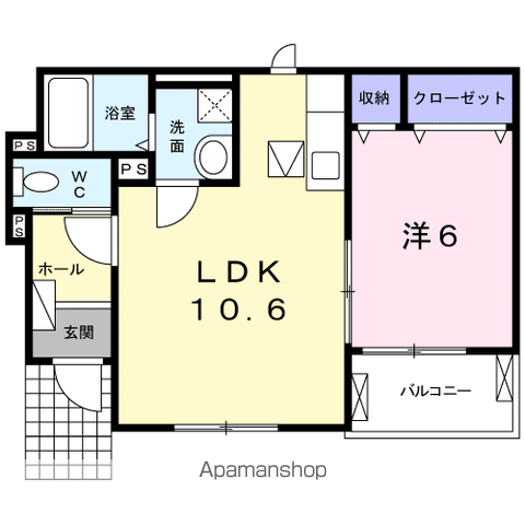 サニースクエアⅡ(1LDK/1階)の間取り写真