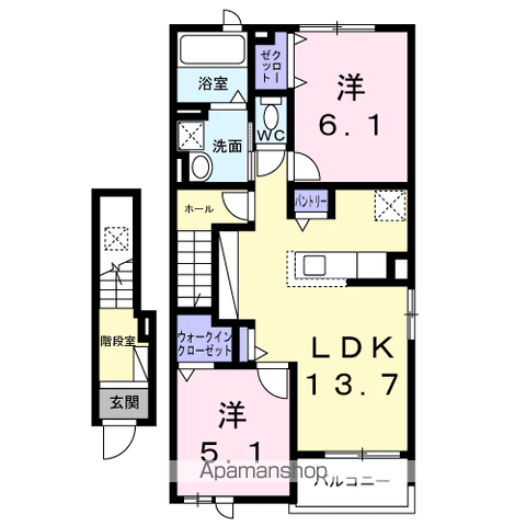 ドメーヌ・ビュール青石(2LDK/2階)の間取り写真