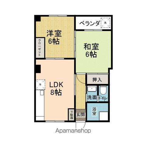 中西ビル(2DK/2階)の間取り写真