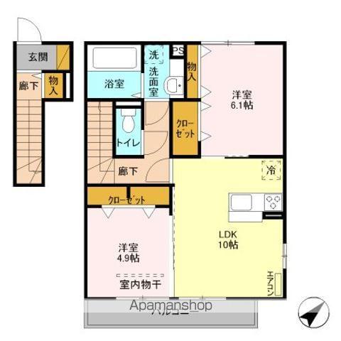 ERBENHEIMⅣ(2LDK/2階)の間取り写真