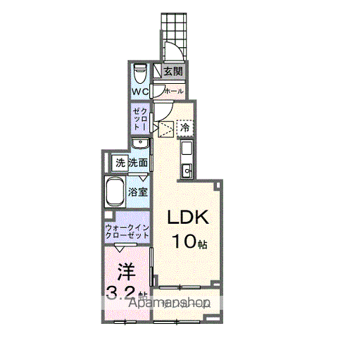 ファミリア長門石(1LDK/1階)の間取り写真