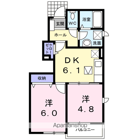 フェアリー1(2DK/1階)の間取り写真