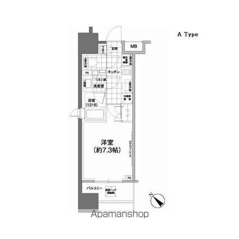 パークハビオ武蔵小山(1K/6階)の間取り写真