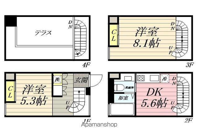 京浜東北・根岸線 鶴見駅 徒歩8分 3階建 築17年(2DK/1階)の間取り写真