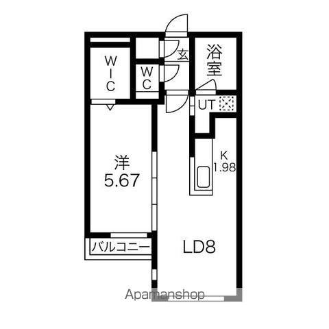 シャトーライフ近代美術館前1(1LDK/3階)の間取り写真