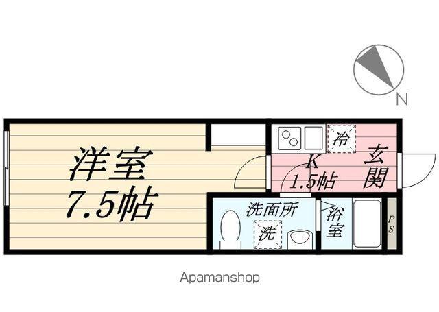 グランヒルズ岸谷(1K/1階)の間取り写真