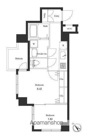 ヴェルト横濱石川町(2K/4階)の間取り写真