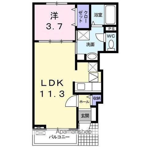 アミックスⅡC(1LDK/1階)の間取り写真