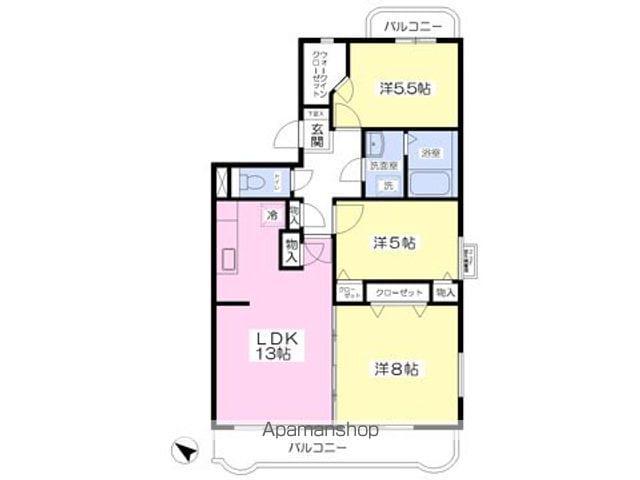 フォンテーヌ八幡(3LDK/3階)の間取り写真