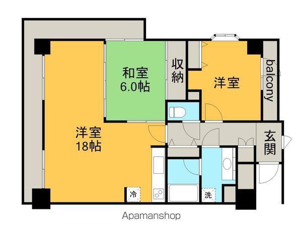 ダイアパレス中園町(2LDK/5階)の間取り写真