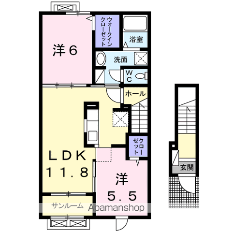 シャインⅤ(2LDK/2階)の間取り写真