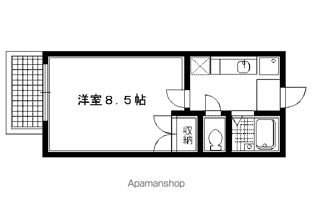 銀頂ハイツ(1K/1階)の間取り写真