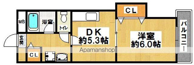 ハピネスⅠ番館Ⅱ番館(1DK/2階)の間取り写真