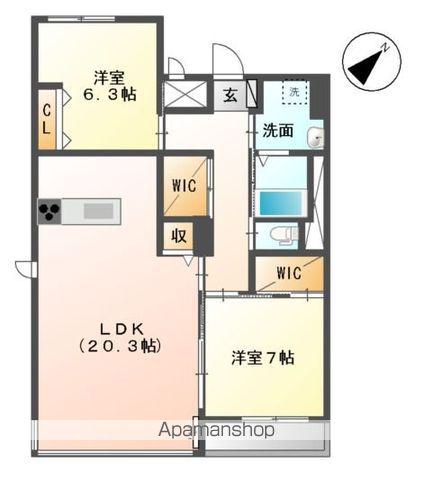 サニーコート安倍(2LDK/6階)の間取り写真