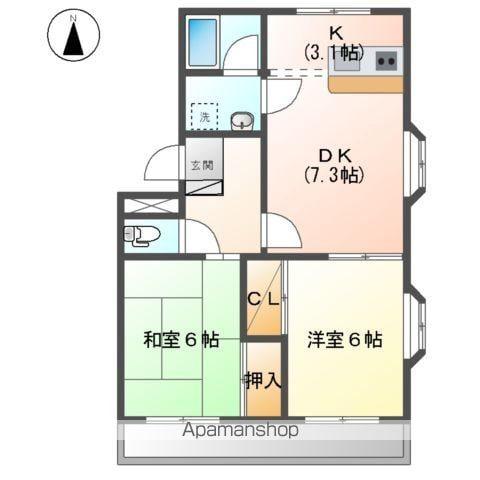 レジェンドSHIKITA(2LDK/3階)の間取り写真