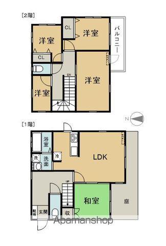 大分県大分市 2階建 築8年(4SLDK/2階)の間取り写真