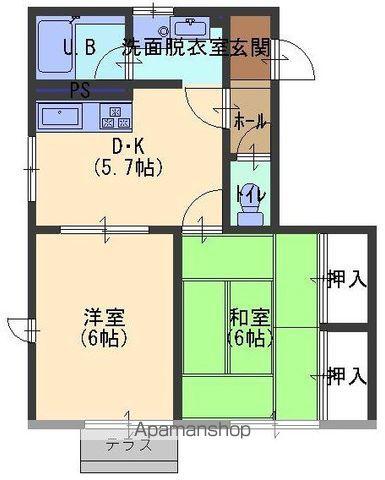 フォアセイルズ(2DK/1階)の間取り写真