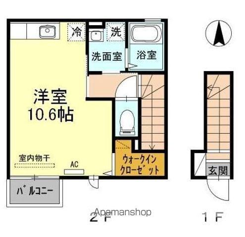 フロース(ワンルーム/2階)の間取り写真