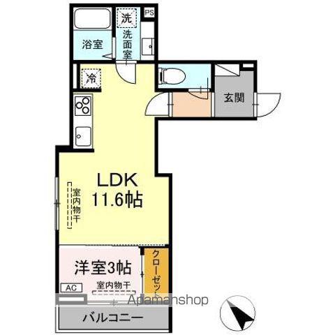 DーROOM若宮(1LDK/2階)の間取り写真