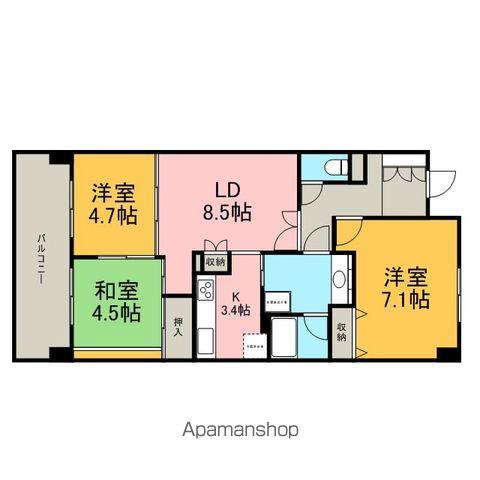徳川園サンハイツ(3LDK/2階)の間取り写真