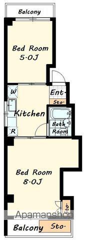 藤原ビル(2K/2階)の間取り写真