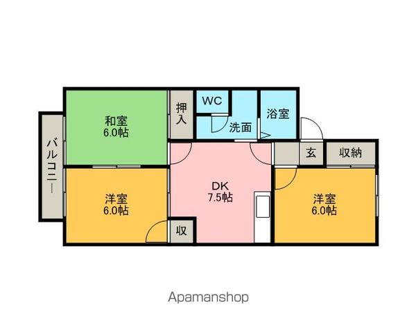 イーストアヴェニュー(3DK/1階)の間取り写真