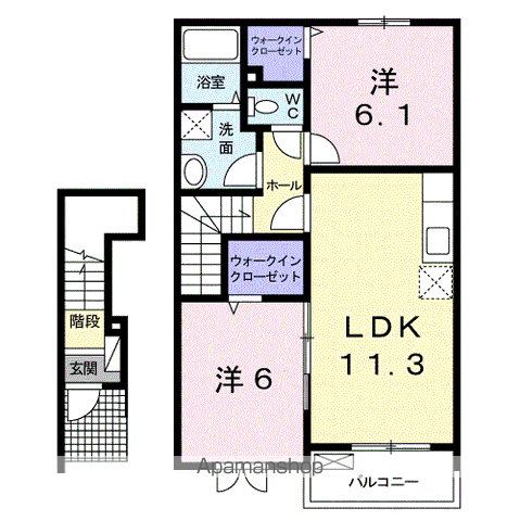 阪和線 紀伊駅 徒歩25分 2階建 築14年(2LDK/2階)の間取り写真