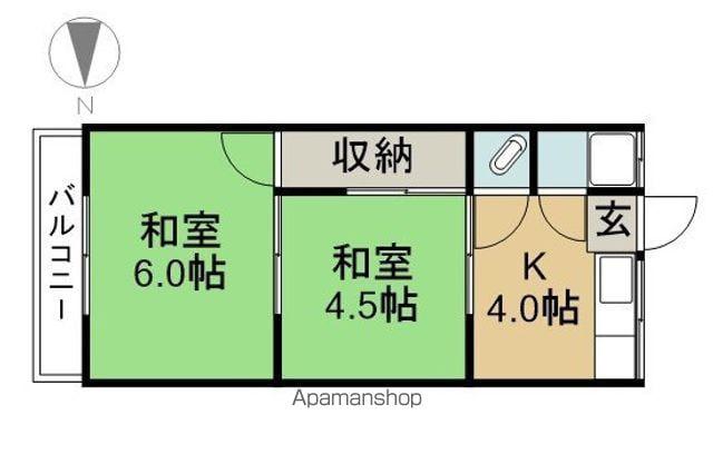 山香荘(2K/2階)の間取り写真