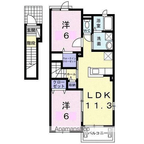 アルファ・ムスカェB(2LDK/2階)の間取り写真