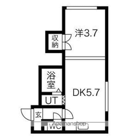 ペルドゥエープス平岸(1DK/3階)の間取り写真